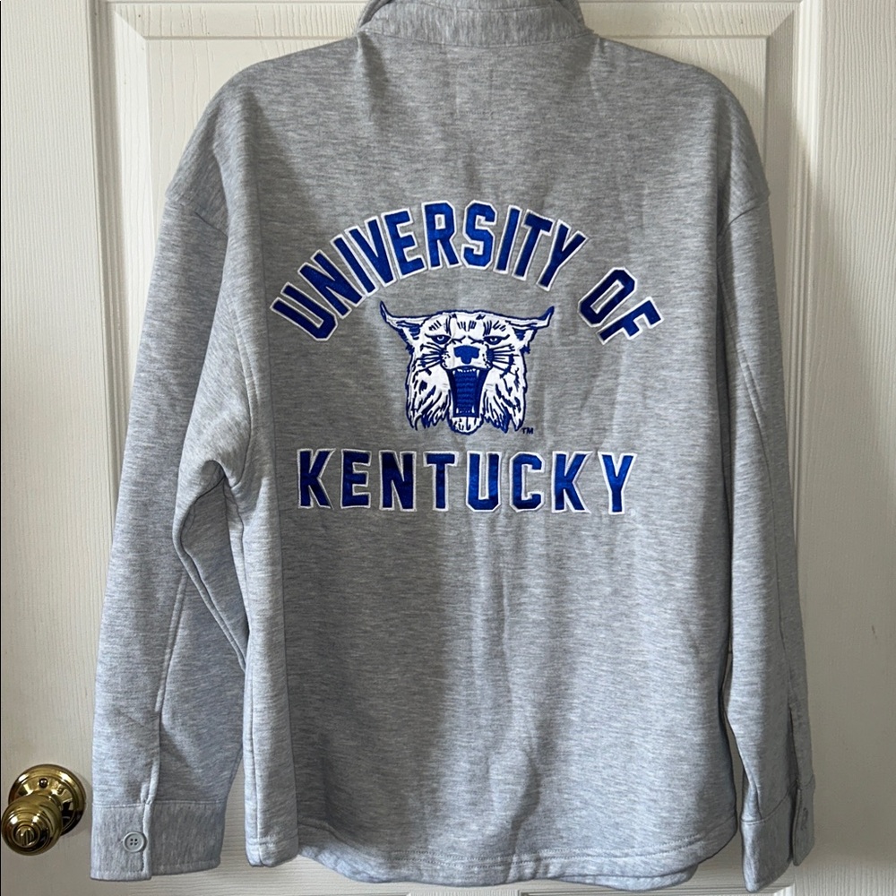 Kentucky Wildcats Game‎ Day Couture Gray/Blue Fleece Button Down Shirt Sz Med